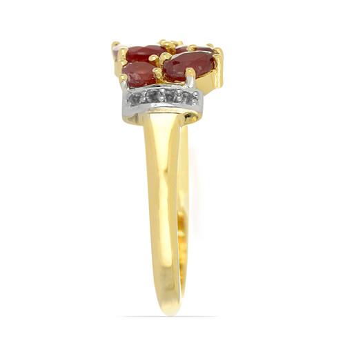 STERLING SILVER NATURAL GLASS FILLED RUBY GEMSTONE STYLISH RING